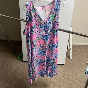 Floral Sleeveless Women's Dress - Pink and Blue